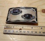 Western-Style Vintage Belt Buckle with Oval Stones