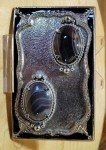 Western-Style Vintage Belt Buckle with Oval Stones