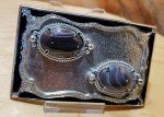 Western-Style Vintage Belt Buckle with Oval Stones
