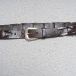 Vintage Brown Leather Braided Belt with Nickel Buckle