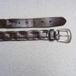 Vintage Brown Leather Braided Belt with Nickel Buckle
