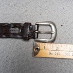 Vintage Brown Leather Braided Belt with Nickel Buckle