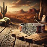 Vintage Western Cowboy Skull and Flower Belt Buckle