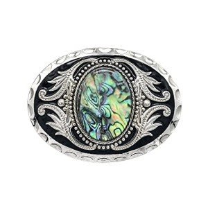 Vintage Western Cowboy Abalone Shell Belt Buckle