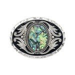 Vintage Western Cowboy Abalone Shell Belt Buckle