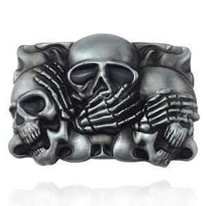 Western Cowboy Skull Belt Buckle in Gray