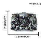 Western Cowboy Skull Belt Buckle in Gray