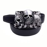 Western Cowboy Skull Belt Buckle in Gray
