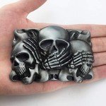 Western Cowboy Skull Belt Buckle in Gray