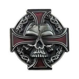 Vintage Skull Celtic Cross Cowboy Belt Buckle
