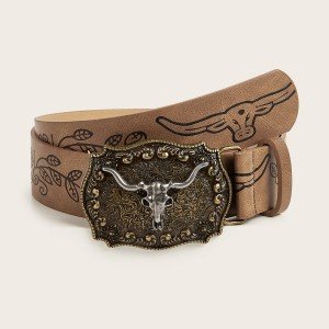 Vintage Western Cowboy Printed Belt Buckle