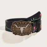 Vintage Western Cowboy Printed Belt Buckle