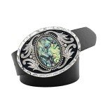 Vintage Western Cowboy Abalone Shell Belt Buckle