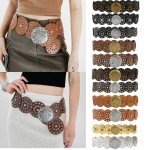 Vintage Round Hollow Metal Belt Buckle for Women