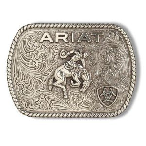 Vintage Saddle Bronc Motif Rectangle Belt Buckle