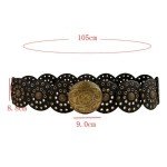 Vintage Round Hollow Metal Belt Buckle for Women