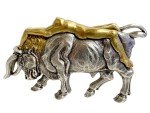 Antique Gold Engraved Lady Bull Western Belt Buckle