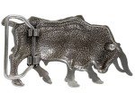 Antique Gold Engraved Lady Bull Western Belt Buckle