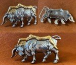 Antique Gold Engraved Lady Bull Western Belt Buckle