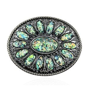 Vintage Cowboy Native American Stone Belt Buckle