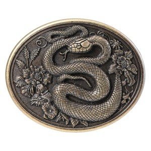 Vintage Western Flower & Snake Belt Buckle