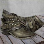 Vintage Cowboy Boots with Metal Rivets and Chunky Heel
