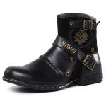 Vintage Cowboy Boots with Metal Buckle and Zip