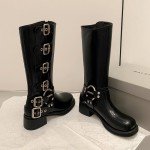 Vintage Western Style Buckle Mid Calf Boots