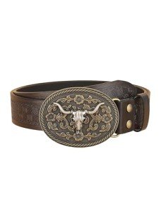 Vintage Western Leather Buckle Belt for Women