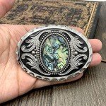 Vintage Western Cowboy Abalone Shell Belt Buckle