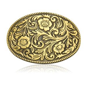 Antique Floral Engraved Western Belt Buckle