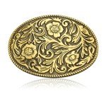 Antique Floral Engraved Western Belt Buckle