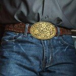 Antique Floral Engraved Western Belt Buckle