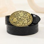 Antique Floral Engraved Western Belt Buckle