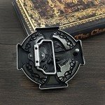 Vintage Skull Celtic Cross Cowboy Belt Buckle