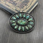 Vintage Cowboy Native American Stone Belt Buckle