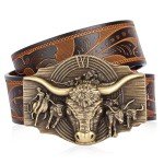 Vintage Bison Denim Cowboy Leather Belt Buckle