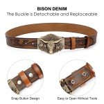 Vintage Bison Denim Cowboy Leather Belt Buckle