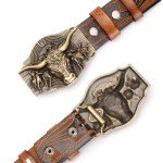 Vintage Bison Denim Cowboy Leather Belt Buckle