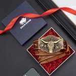 Vintage Bison Denim Cowboy Leather Belt Buckle