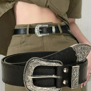 Vintage Carved Metal Belt Buckle for Jeans