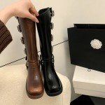 Vintage Western Mid Calf Buckles Combat Boots