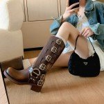 Vintage Western Mid Calf Buckles Combat Boots