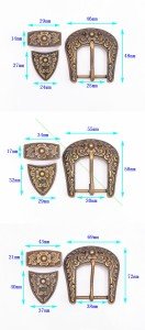 Vintage Brass Floral Carved Cowboy Belt Buckle Set