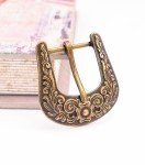 Vintage Brass Floral Carved Cowboy Belt Buckle Set