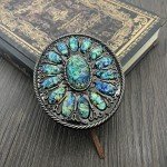 Vintage Cowboy Native American Stone Belt Buckle