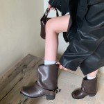 Vintage Cowgirl Square Toe Thick Heel Booties