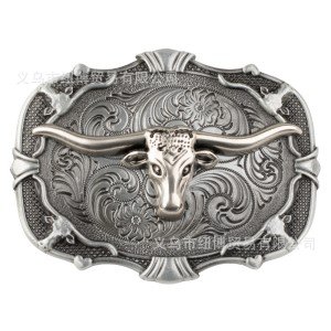 Western Cow Head Vintage Denim Boots Buckle