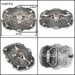 Western Cow Head Vintage Denim Boots Buckle