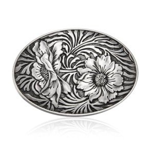 Antique Flower Engraved Western Belt Buckle